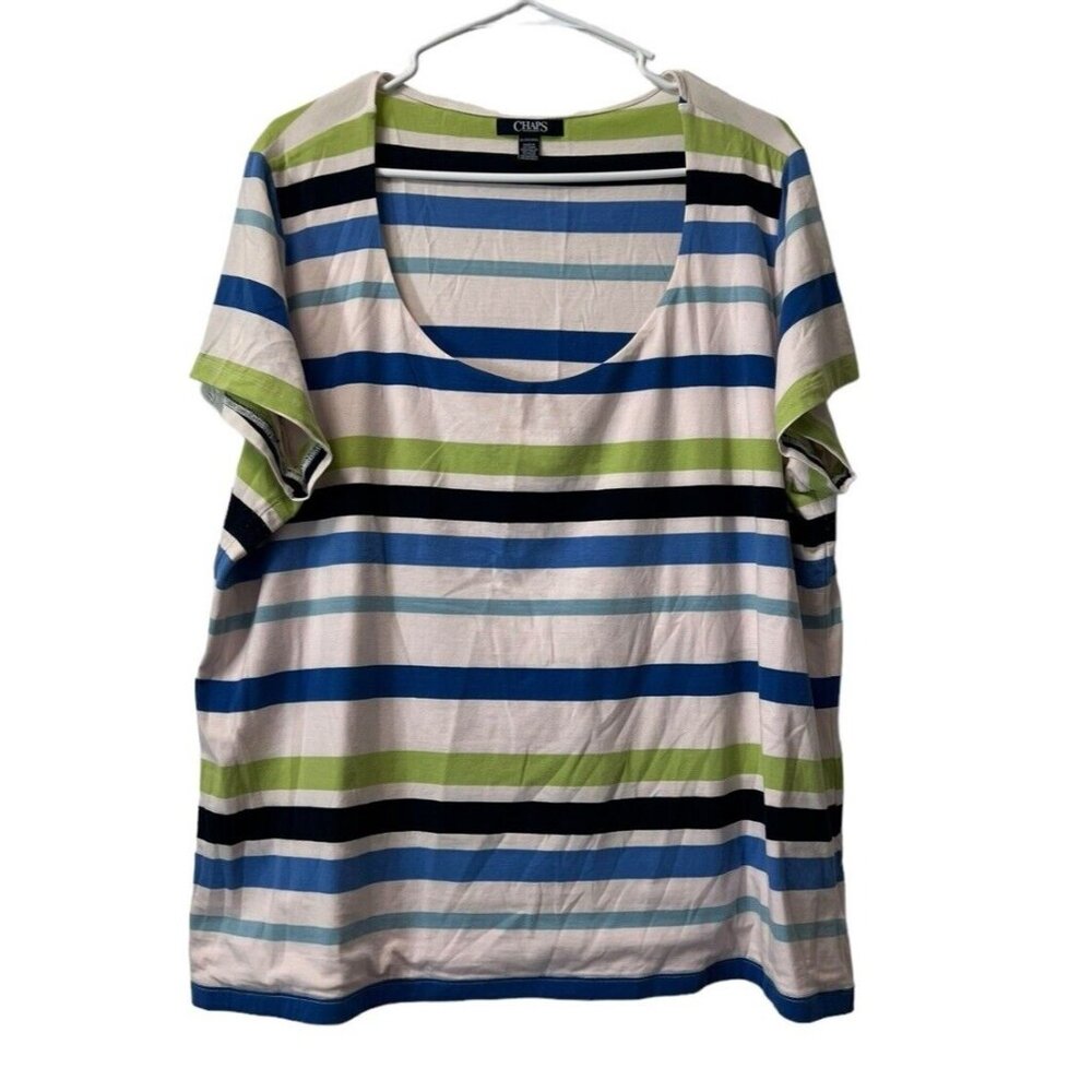 Chaps ladies t-shirt size 3X (96%cotton 4‎ % spandex) Stripe Classic Preppy City